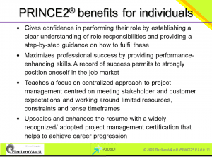 prince2 benefits for individuals
